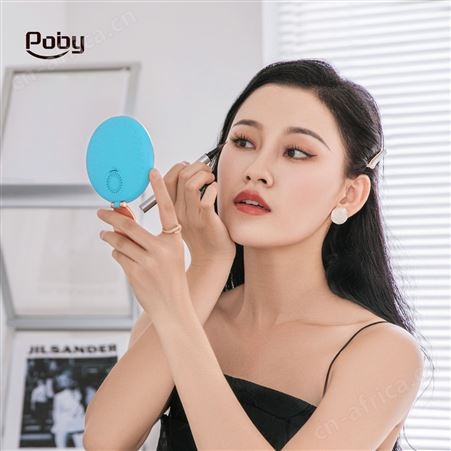 Poby 随身化妆镜led带灯补妆小镜子 内置香氛三种光源孔雀美妆镜