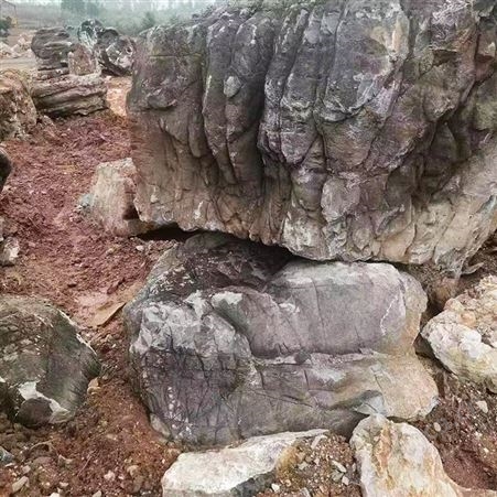 龟纹石假山石料 庭院鱼池自然园林景观石 河道驳岸护坡假山石头