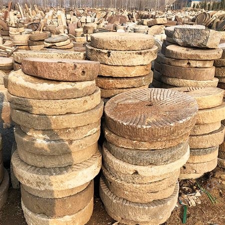 老旧石磨盘 花岗岩石磨 景区公园铺路装石磨片 文建石材