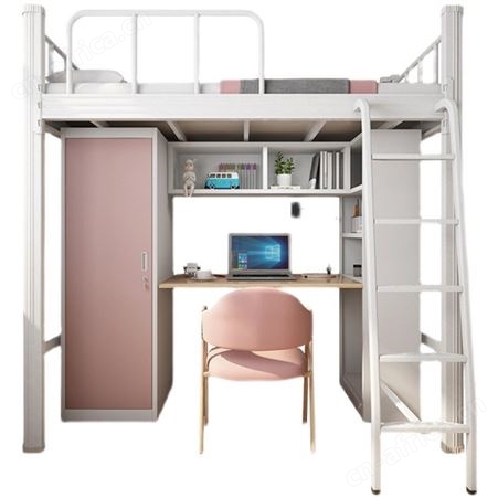 学校宿舍公寓床 大学下桌高低钢木床双层带书桌员工床厂
