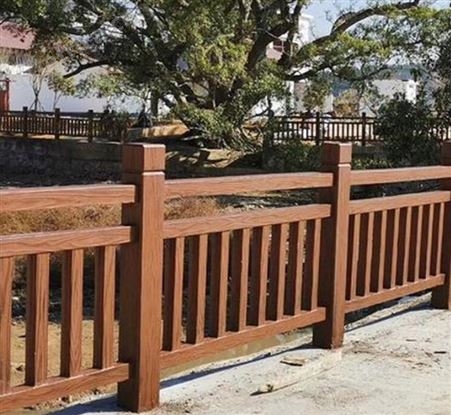 栏杆户外栈道公园河道木塑护栏仿木PE防腐防晒围栏源头