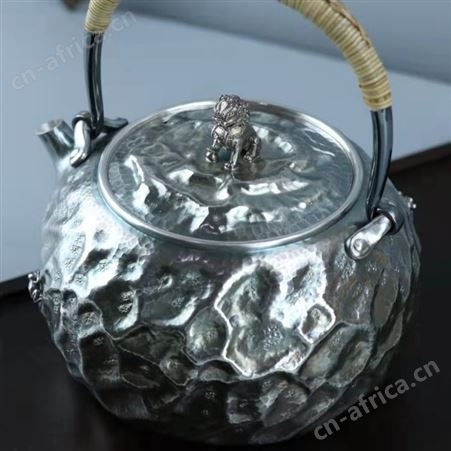 复古纯银999烧水壶纯手工一张打提梁泡茶壶家用茶具银壶套装