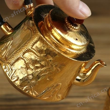 鎏金茶具茶杯999纯银茶器礼品高档功夫茶烧水泡茶壶足银银器水缸