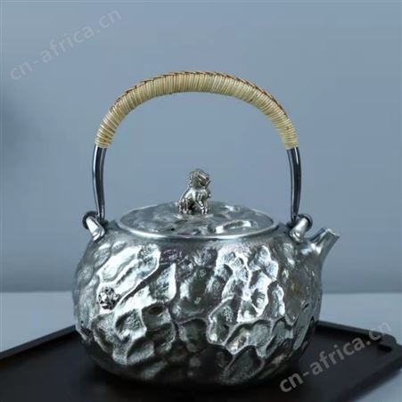 复古纯银999烧水壶纯手工一张打提梁泡茶壶家用茶具银壶套装