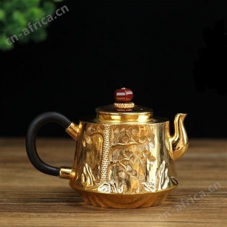 鎏金茶具茶杯999纯银茶器礼品高档功夫茶烧水泡茶壶足银银器水缸