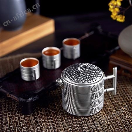 蒸蒸日上 银壶999纯银泡茶壶 茶道家用银茶具套装礼品