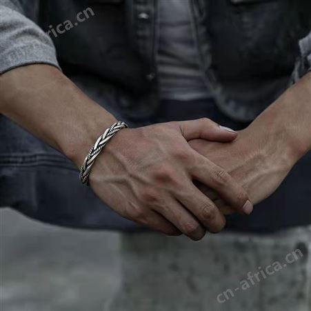 意轩麻花编织手镯男女复古个性泰手环小众设计开口手饰