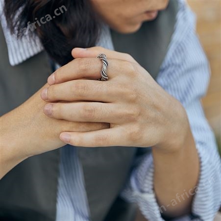 意轩手工编织戒指男士复古潮流指环小众设计中指饰品厂家直供