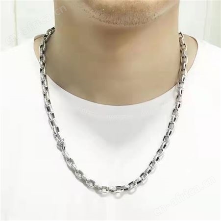 六字真言时尚项链男 环扣环金刚杵潮人链子潮流个性百搭
