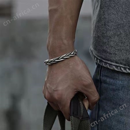 意轩麻花编织手镯男女复古个性泰手环小众设计开口手饰